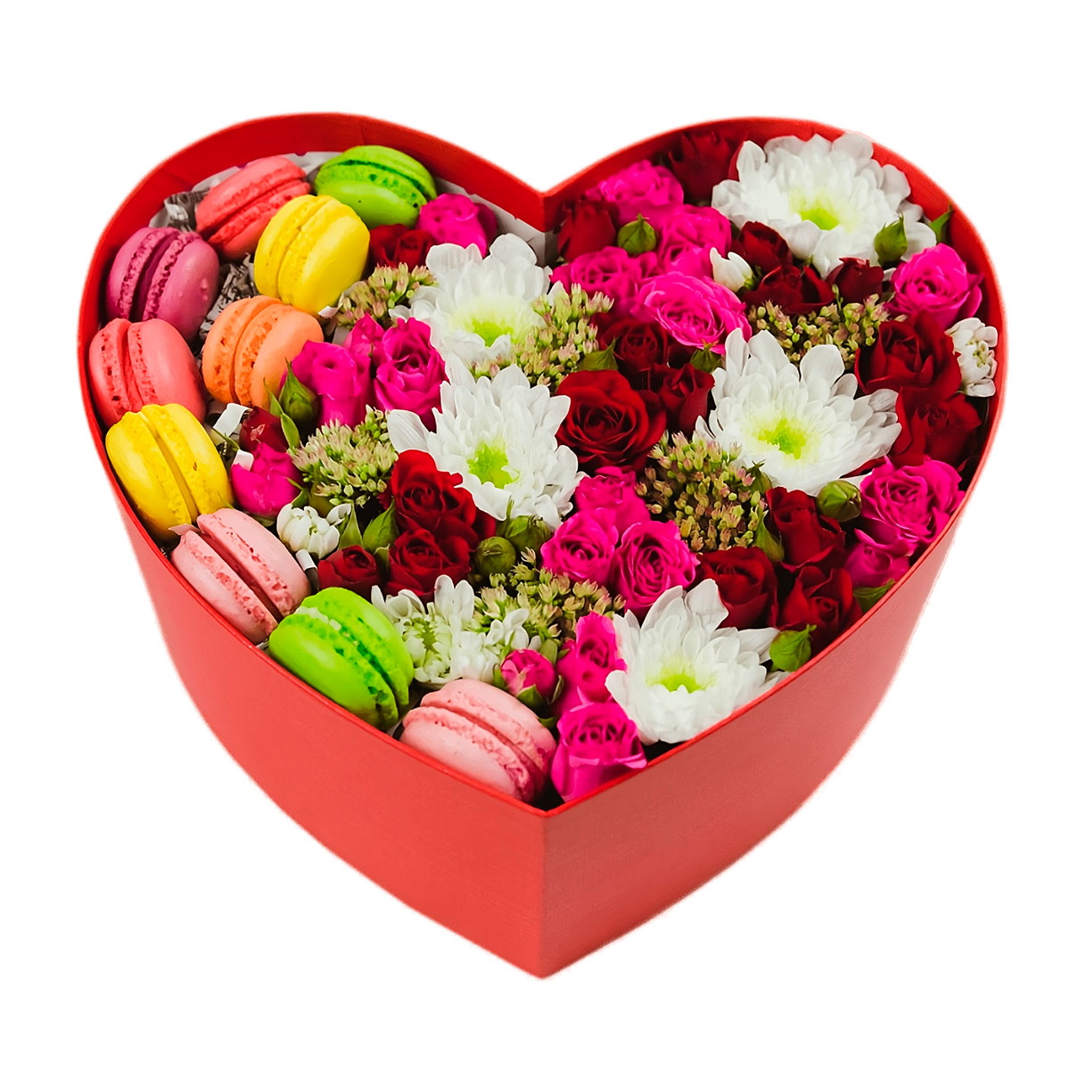 Цветы в коробке со сладостями